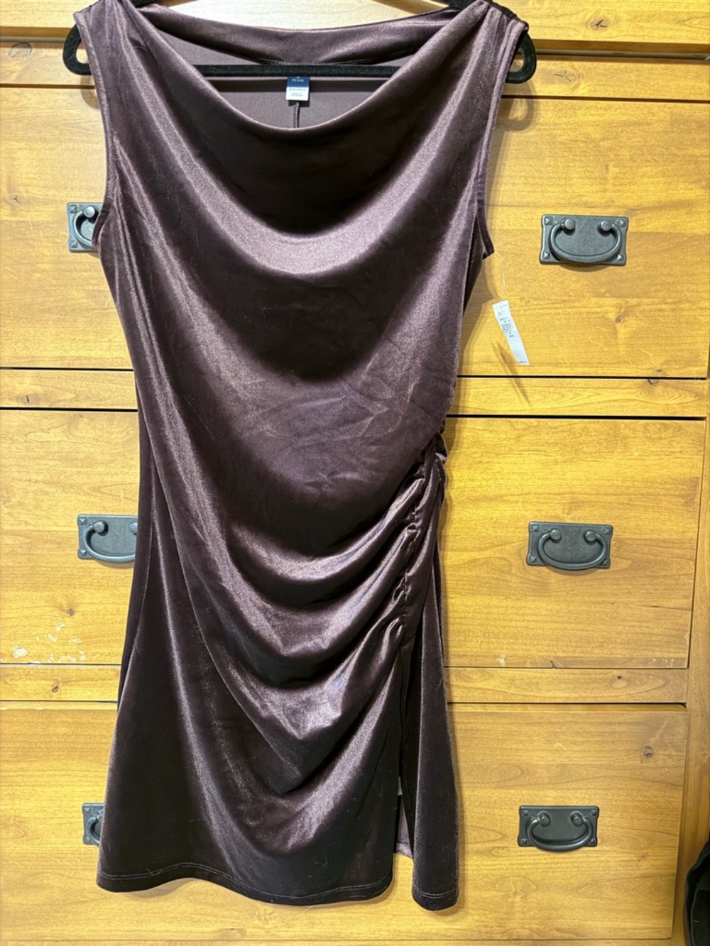 NWT Old Navy Satin Cowl Mini Dress with Side Drape - Purple-y Brown